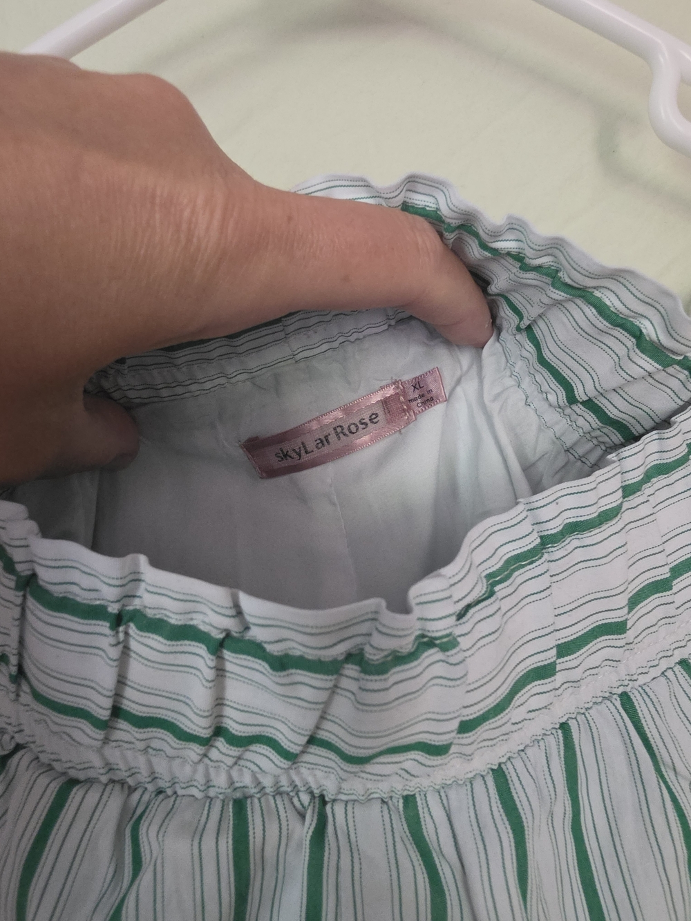 skyLar Rose Green & White Striped Shorts